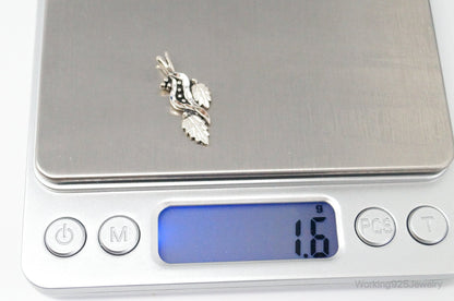 Vintage Designer WM Co Grape Leaves Sterling Silver Pendant