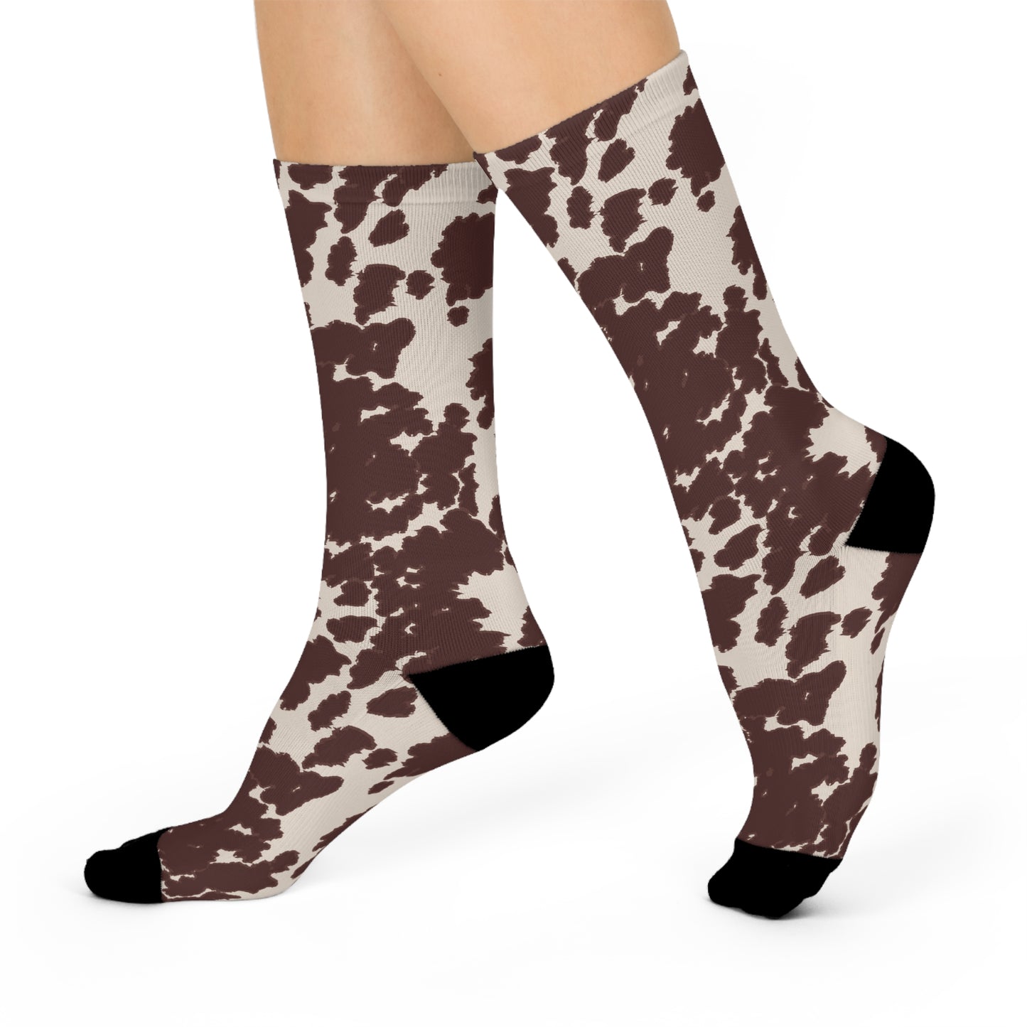 Cow Print Cushioned Crew Socks - Cozy, Fun, Stylish, Unique Gift, Perfect for Everyday Wear, Animal Print Lovers, Fashion Accessories