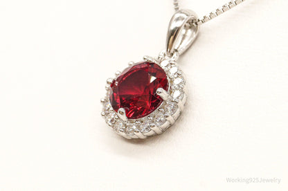 Red & White Cubic Zirconia Sterling Silver Necklace