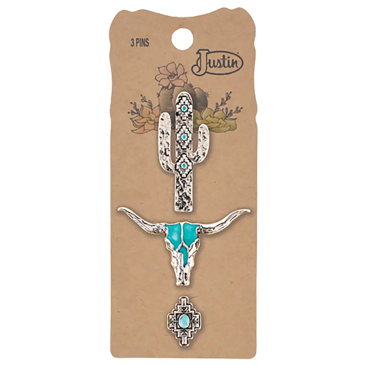 Justin Turquoise Desert - 3 Pc Enamel Pin Set