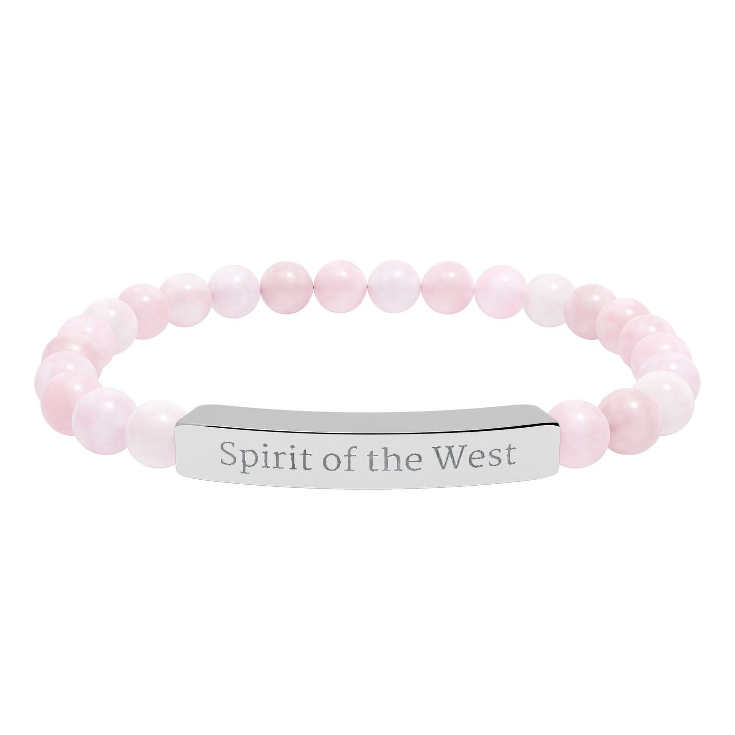 Engraved Natural Stone Stretch Bracelet — 'Spirit of the West' Beaded Bar Bracelet