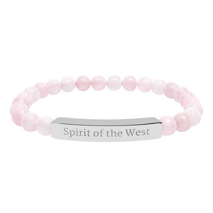 Engraved Natural Stone Stretch Bracelet — 'Spirit of the West' Beaded Bar Bracelet