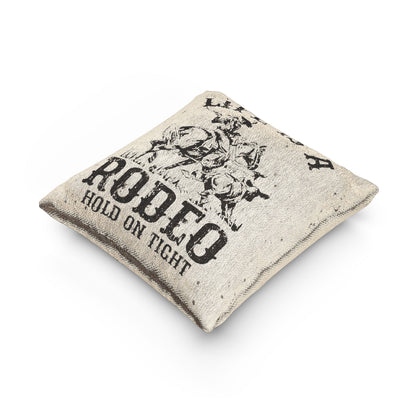 Life is a Rodeo Woven Pillow for Rodeo Lovers, Rustic Home Decor, Western Style Cushion, Perfect Gift for Cowgirls and Cowboys, Rodeo Themed Room Accent