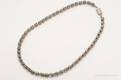 Antique Rhinestone Sterling Silver Necklace 14"
