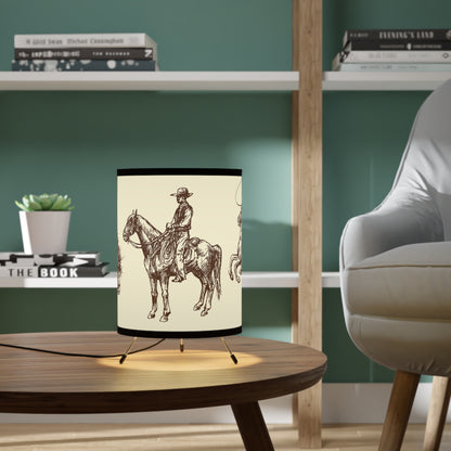 Western Cowboy Tripod Lamp with High-Res Shade