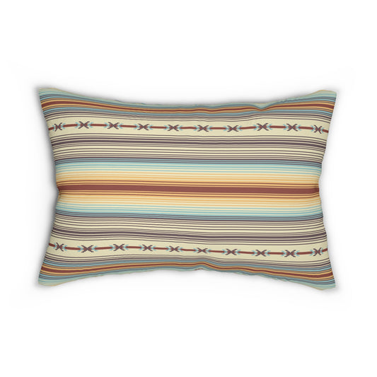 Western Saloon Lumbar Pillow — Rustic Wagon & Navajo Stripe Accent Pillow