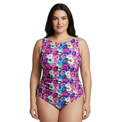 InstantFigure Fancy Floral High-Neck One-Piece Swimsuit 27591P
