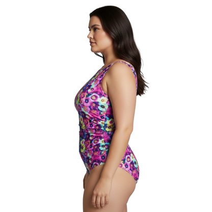InstantFigure Fancy Floral High-Neck One-Piece Swimsuit 27591P
