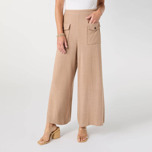 Elin Linen Crop Pant with Button Pocket