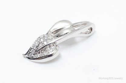 Vintage Cubic Zirconia Leaves Sterling Silver Necklace Pendant