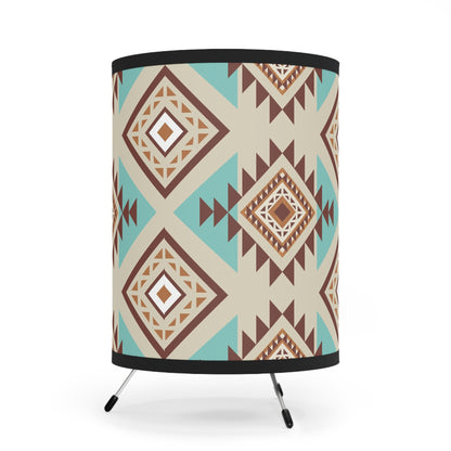 Tribal Pattern Tripod Lamp - High-Res Printed Shade, Stylish Home Décor