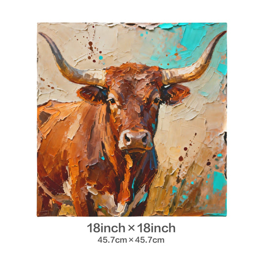 Baha Ranch Painted Bull Velvety Soft Pillow Cover Made in America