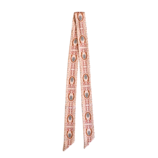 Western Harvest Twilly Scarf in Cream: Floral Cowgirl Satin Chiffon Scarf