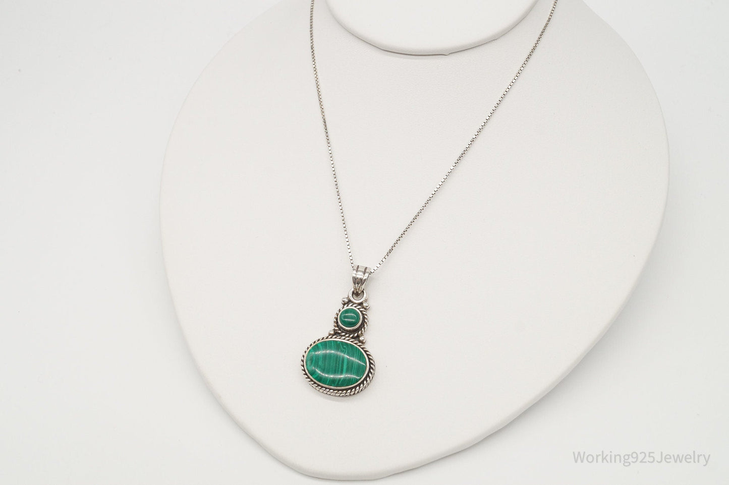 Vintage Large Malachite Southwestern Sterling Silver Necklace