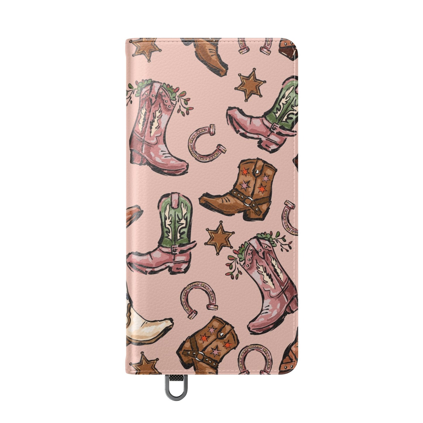 Western Boots Flip Wallet Phone Cases Pink