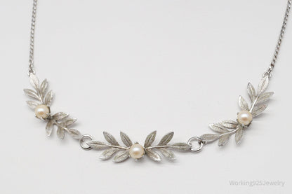 Vintage 1940s Designer Van Dell Pearl Sterling Silver Necklace