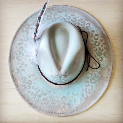 Hand-Painted Leopard Boho Western Cowgirl Hat & Band Mint 987d