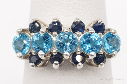 Vintage Blue Topaz Sapphire Sterling Silver Ring - Size 4.75