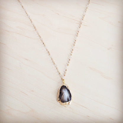 **Gilded Black Agate Necklace 257ma