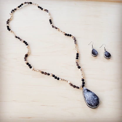 Sparkling Black Druzy Drop Earrings 219cu