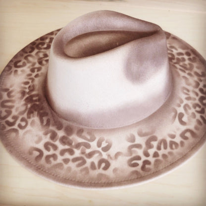 Hand-Painted Leopard Boho Western Cowgirl Hat Only-Brown 986q
