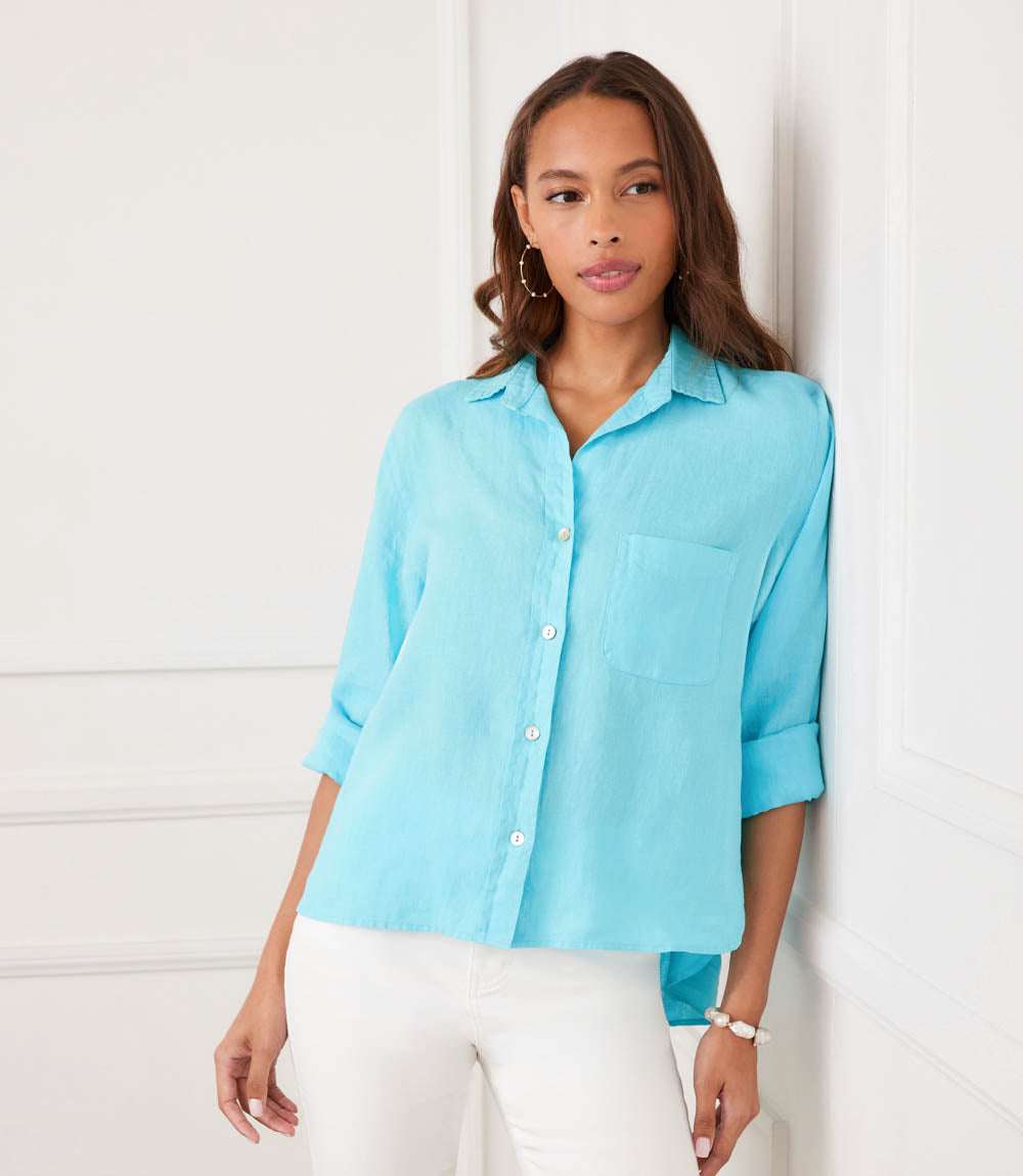 Long Sleeve Linen Button-Up Shirt