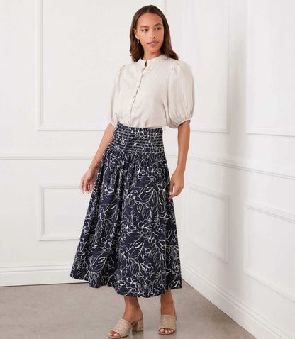 Puff Sleeve Linen Button-Up Shirt