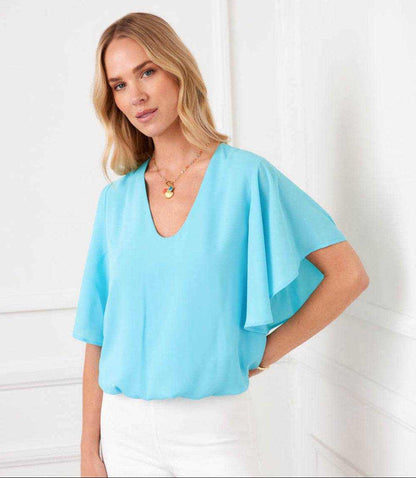 Flutter Sleeve V-Neck Top