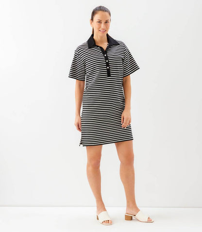 Stripe Short Sleeve Polo Dress