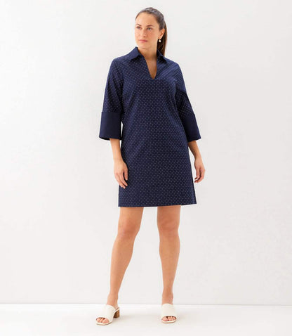 Cuffed Sleeve Embellished Dress