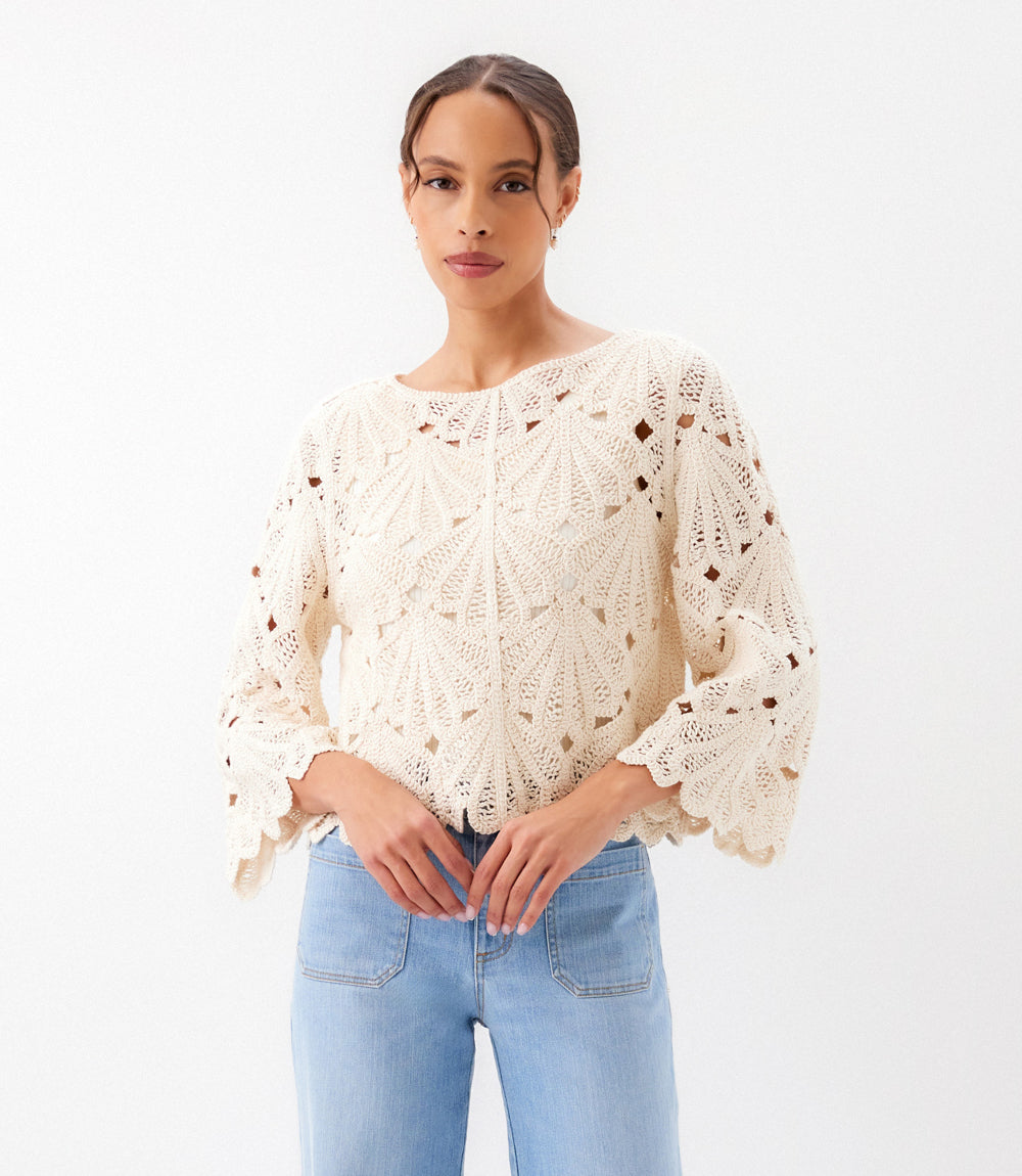 Flare Sleeve Crochet Top