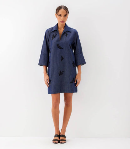 Embellished Cuffed Sleeve Dress