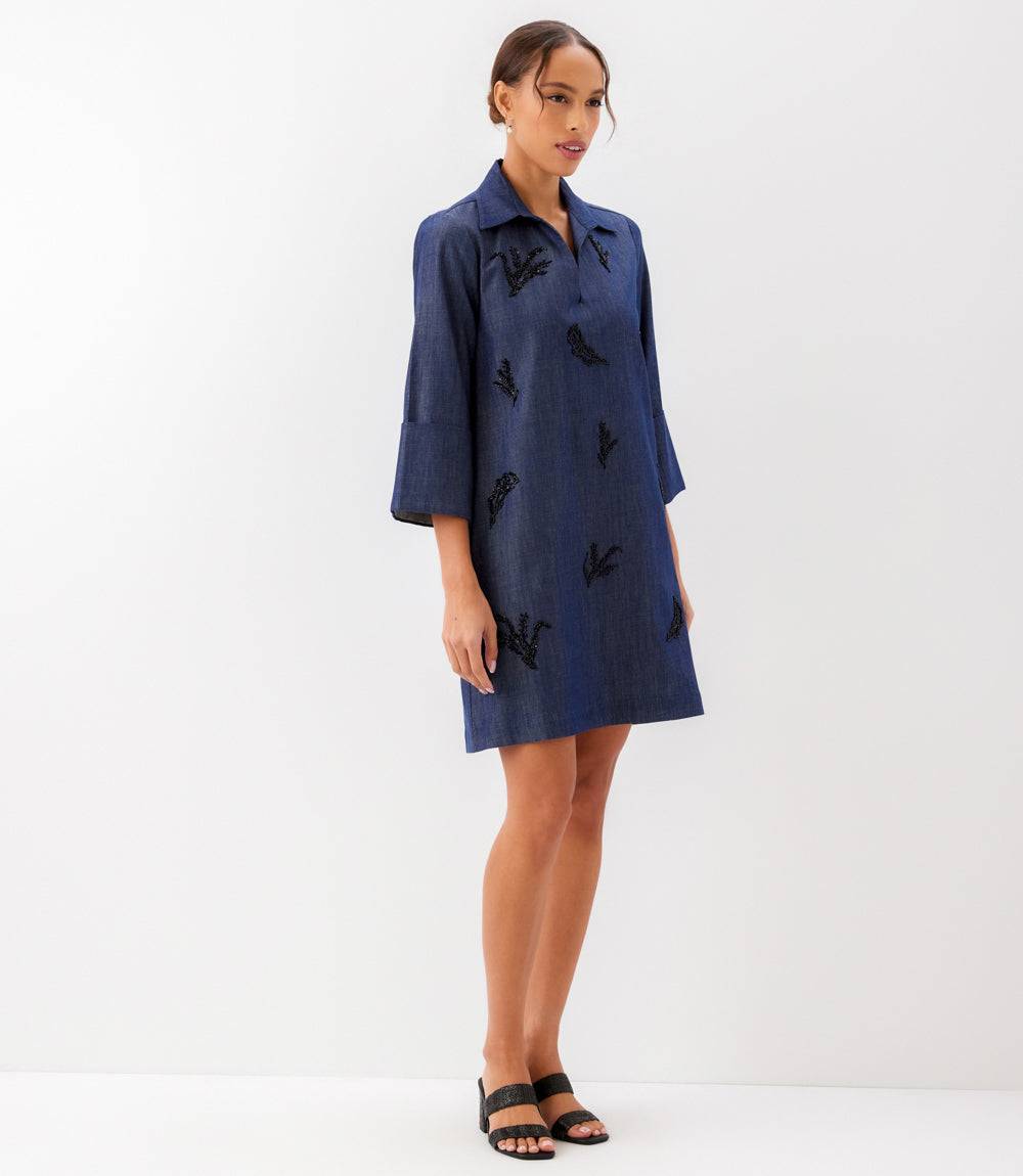 Embellished Cuffed Sleeve Dress