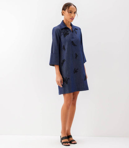 Embellished Cuffed Sleeve Dress