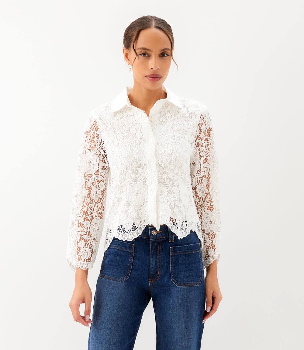 Lace Button Down Soft Jacket