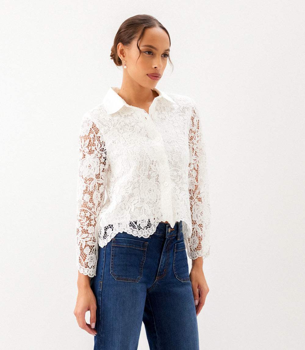 Lace Button Down Soft Jacket