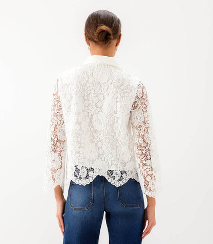 Lace Button Down Soft Jacket