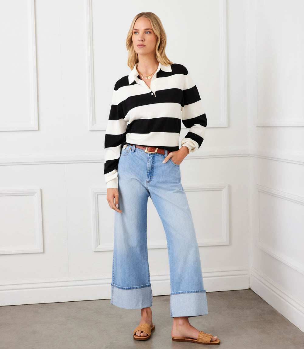Game Day Collared Stripe Sweater