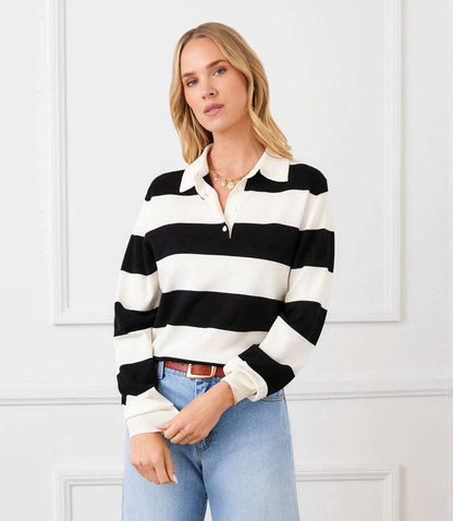Game Day Collared Stripe Sweater