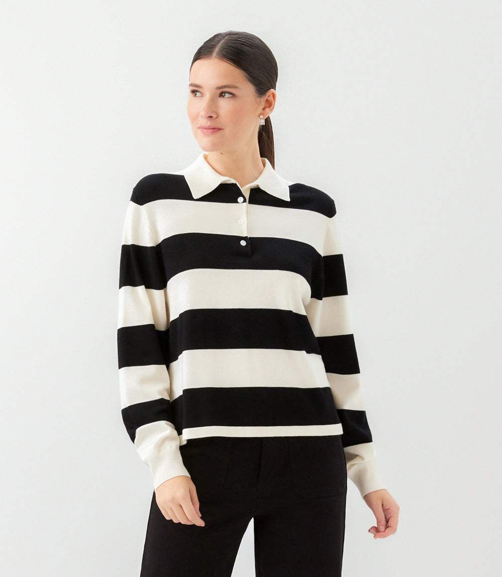 Game Day Collared Stripe Sweater