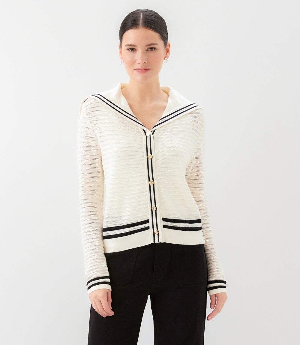 Stripe Sailor Collar Cardigan Sweater