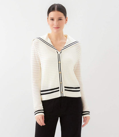 Stripe Sailor Collar Cardigan Sweater