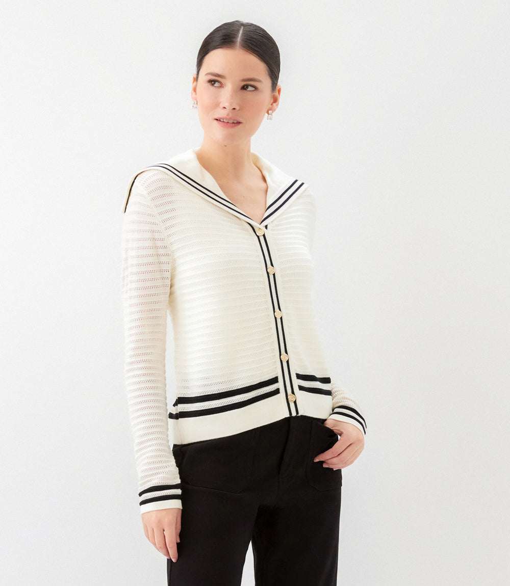 Stripe Sailor Collar Cardigan Sweater