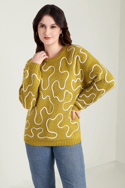 Twist of West Knitted Sweater in Yellow