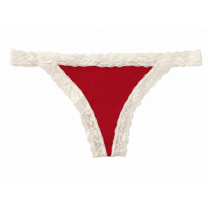 Rib Modal Thong with Contrast Lace, XS-2X