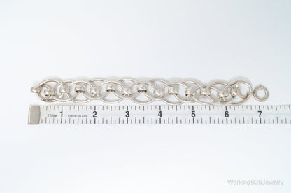 Vintage Designer Napier Modernist Circles Linked Sterling Silver Bracelet