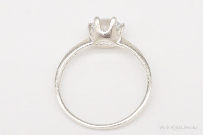 Vintage Cubic Zirconia Sterling Silver Ring - Size 6.5