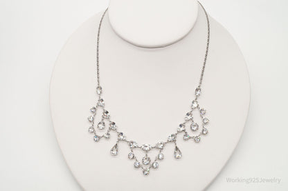 Antique Crystal Sterling Silver Necklace 16"