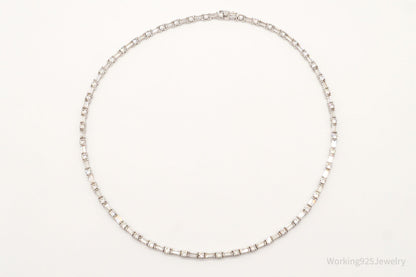 Vintage Cubic Zirconia Platinum Clad Sterling Silver Necklace 16"