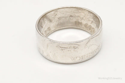 Vintage 1952 Half Dollar Silver Ring - Size 10.75